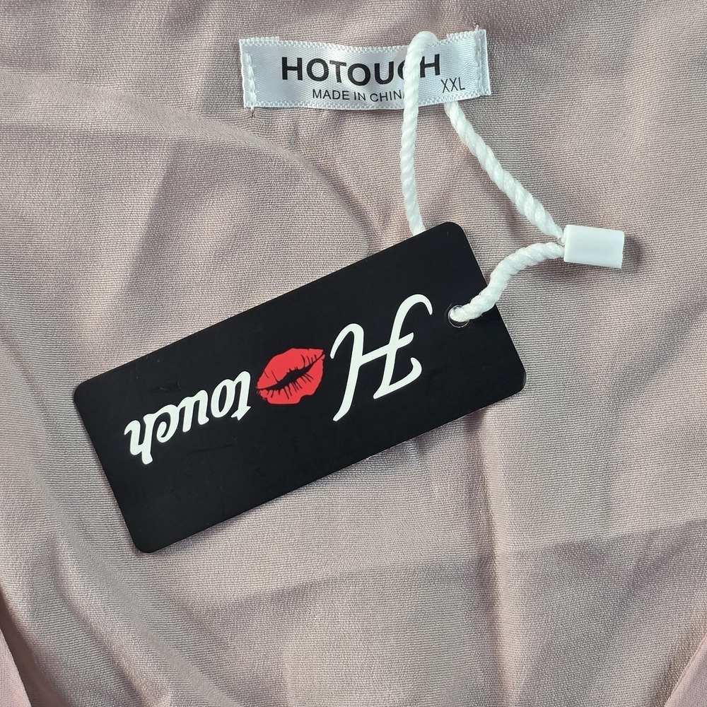 Hotouch Swiss Dot Peplum Top Womens XXL Pink Short Puff Sleeve V-Neck Blouse - Picture 10 of 12